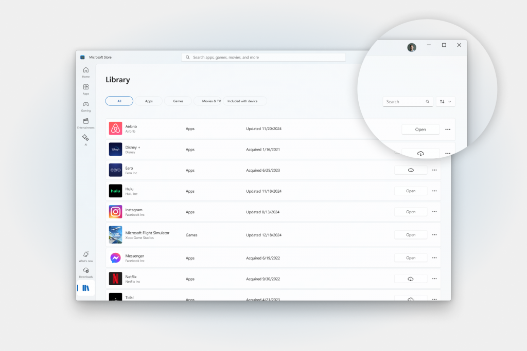 Виділено кнопку пошуку у верхньому правому куті сторінки бібліотеки