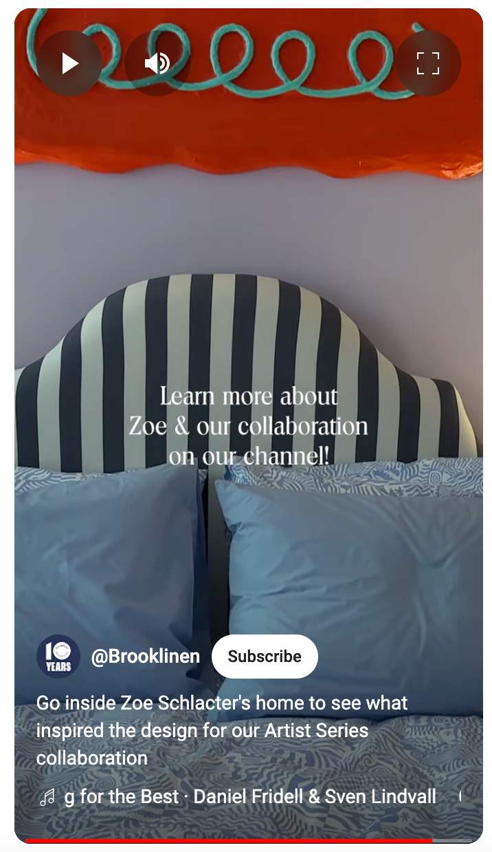 YouTube Short від Brooklinen на основі довшого відео. 