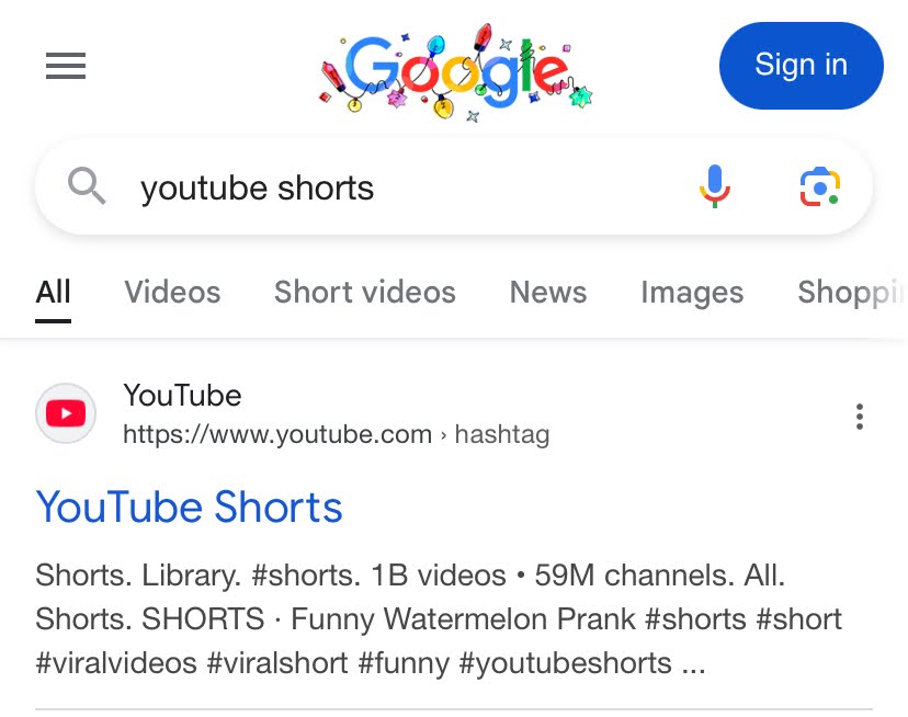 Нова вкладка Google «Короткі відео» в результатах мобільного пошуку.