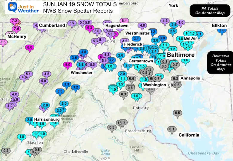19 січня Сніговий споттер повідомляє NWS Maryland Virginia