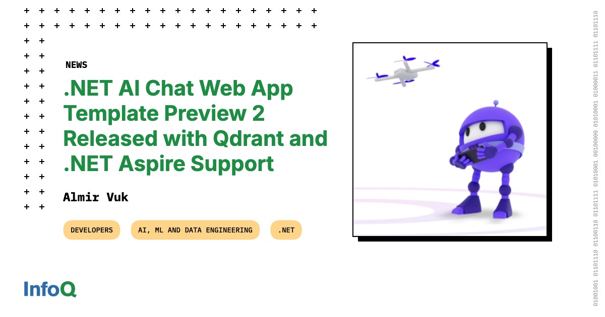 .NET AI CHAT TEMPLATE TEMPLATE PREVIEW 2 Випущений за допомогою підтримки QDRANT та .NET ASPIRE