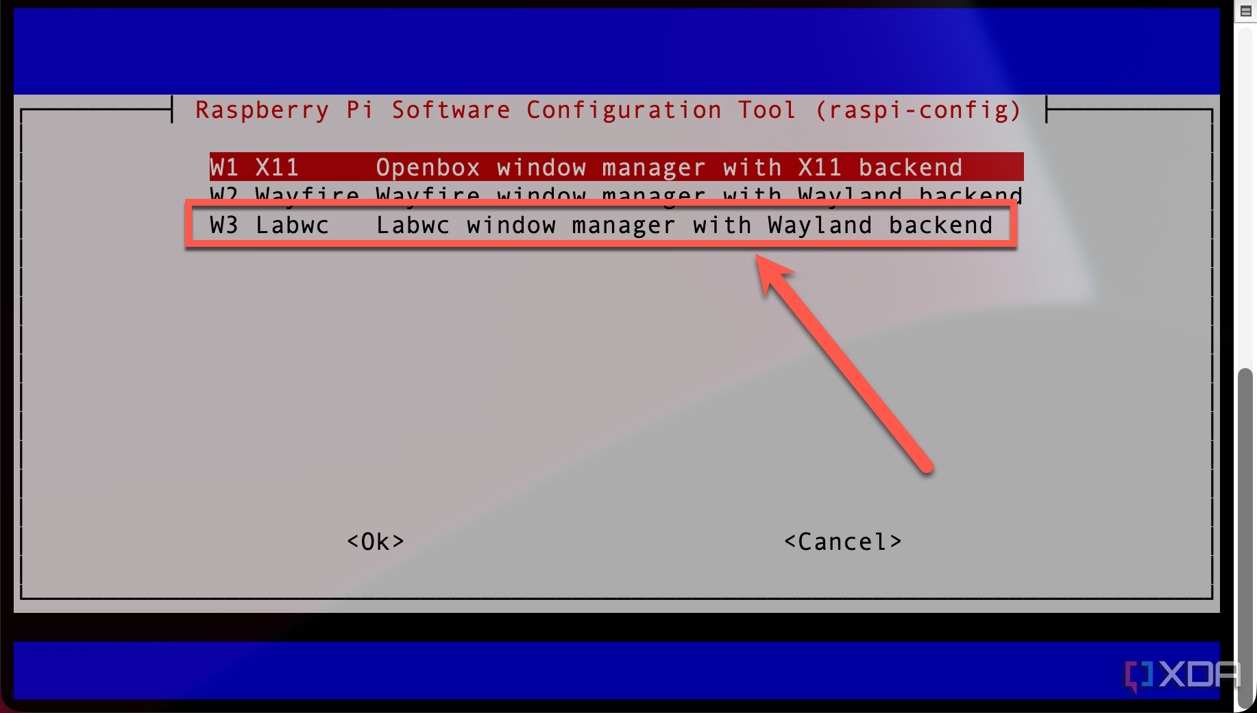 Raspi-Config Labwc Window Manager з Wayland Backend