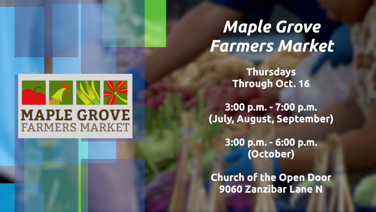 Maple Grove Farmers Market в повному розквіті в церкві розташування