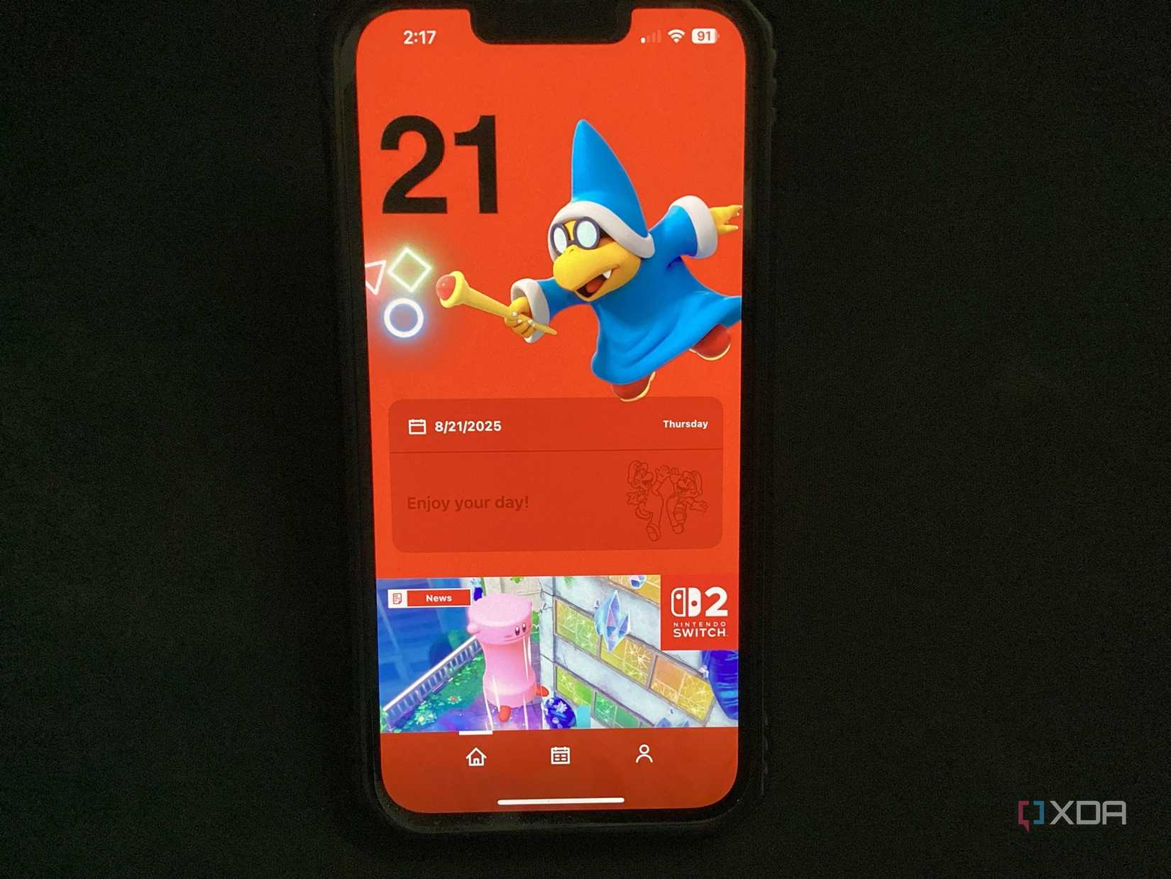 Скріншот Nintendo сьогодні! Додаток Домашня екран на мобільному телефоні