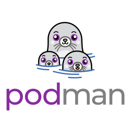 Логотип Podman з трьома печатками.