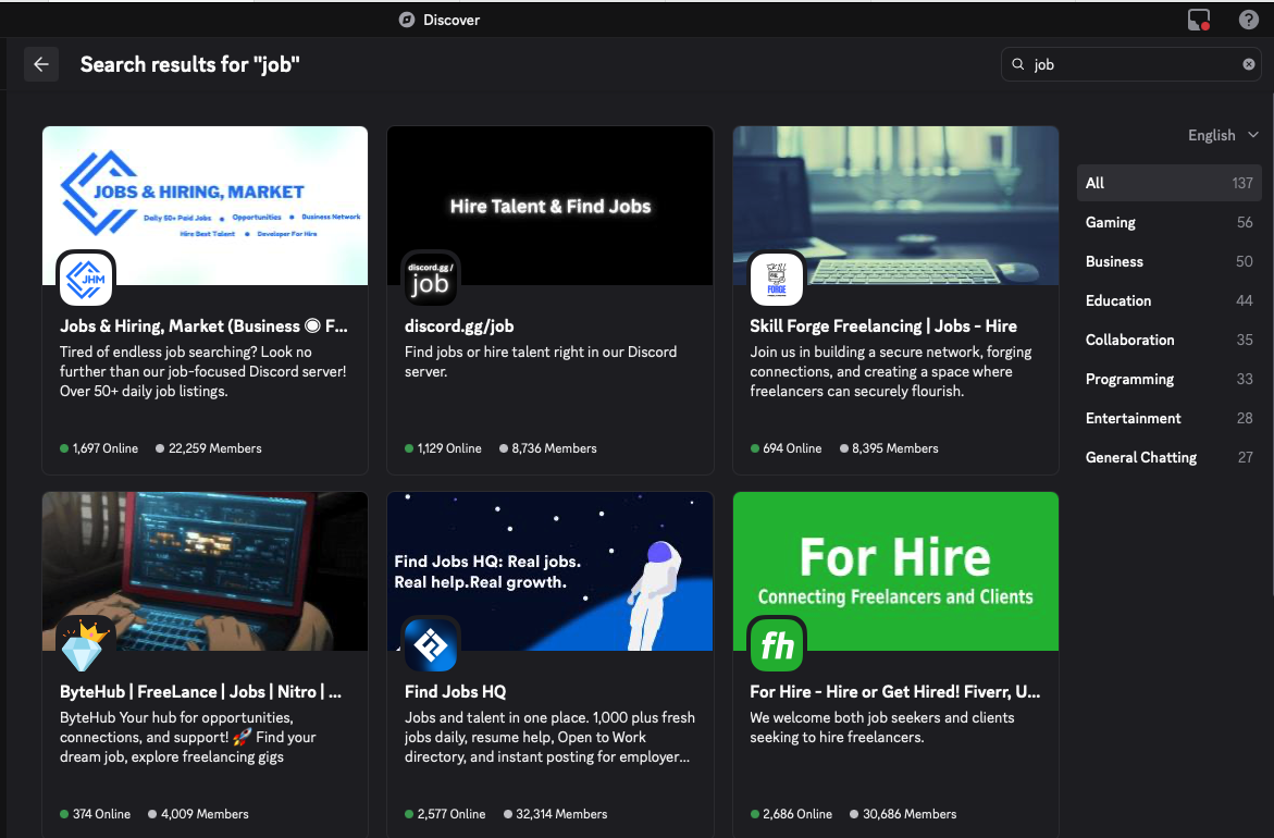 Дошки вакансій на Discord