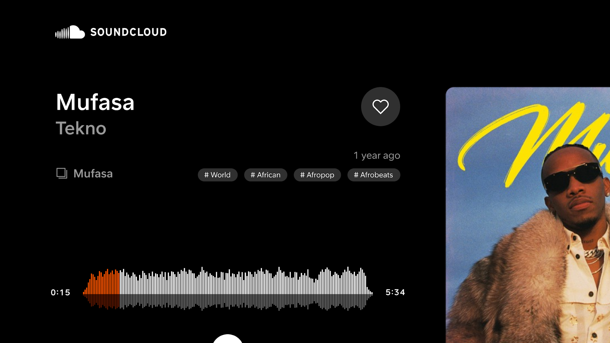 Знімок екрана із SoundCloud для Android Auto